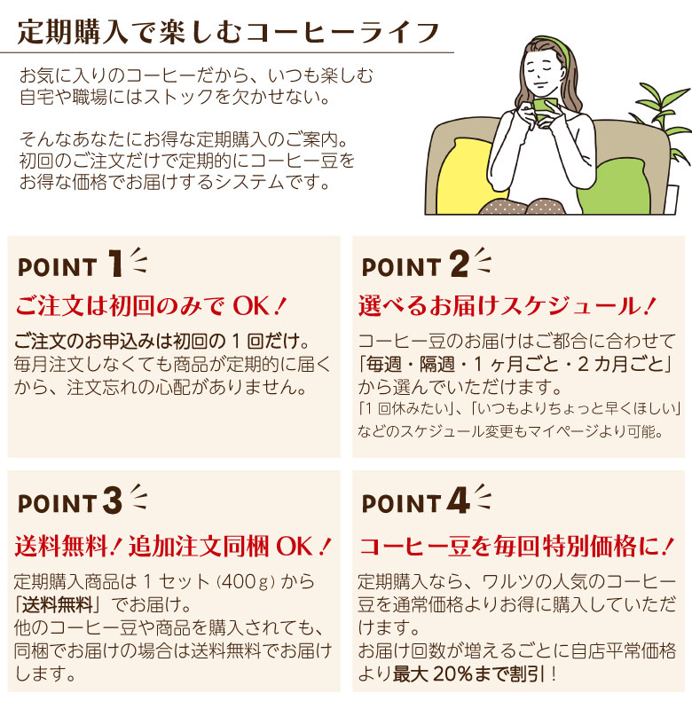 ワルツの珈琲(コーヒー)豆をお得に購入【定期購入】の内容説明